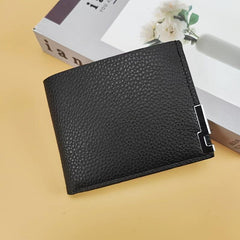 Men's Short Wallet with Metal Edge Decoration PU Leather Card Holder