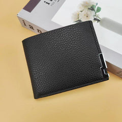 Men's Short Wallet with Metal Edge Decoration PU Leather Card Holder