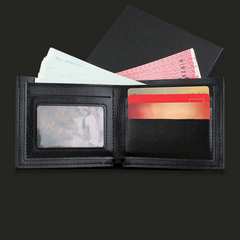 Men's Business Short Wallet Ultralight Litchi Embossed Wallet