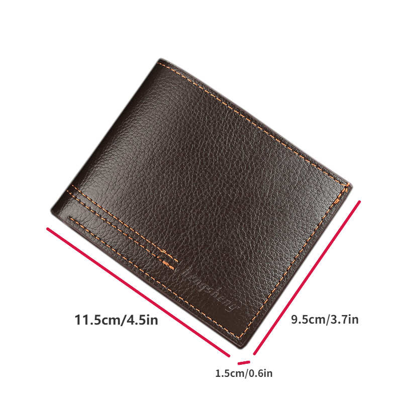 Men's Business Short Wallet Ultralight Litchi Embossed Wallet