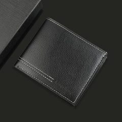 Men's Business Short Wallet Ultralight Litchi Embossed Wallet