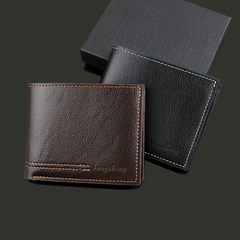 Men's Business Short Wallet Ultralight Litchi Embossed Wallet