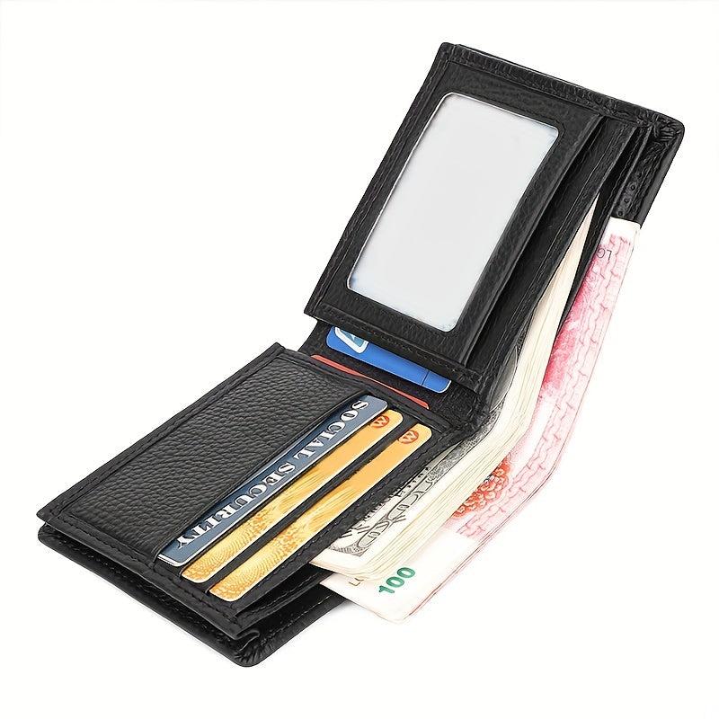 Men's Leather Short Wallet Large Capacity Card Holder
