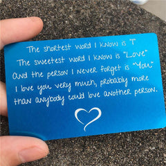 Metal Wallet Card 'I Love You' for Couples