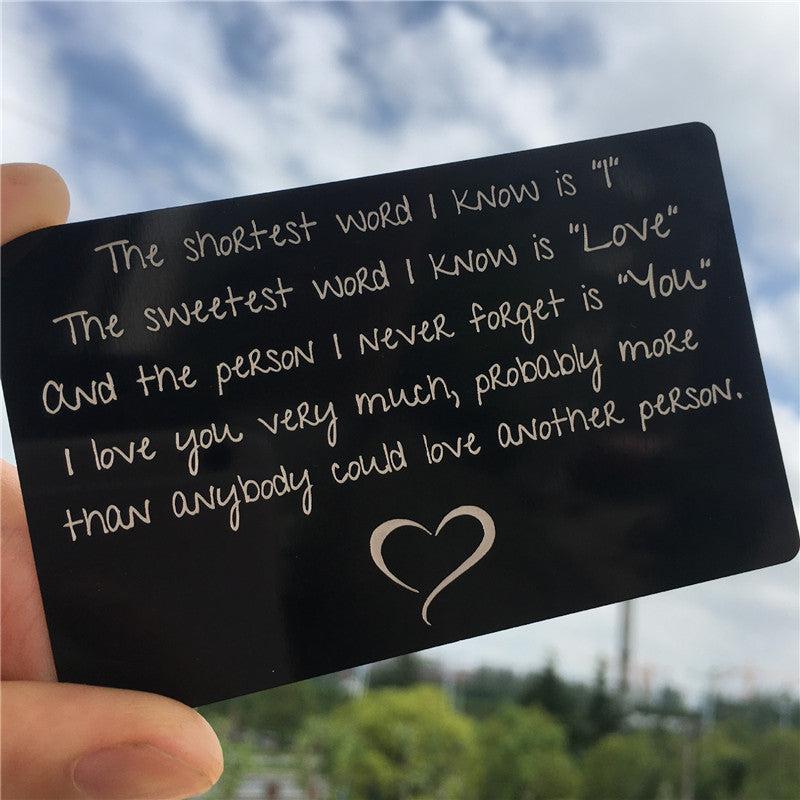 Metal Wallet Card 'I Love You' for Couples