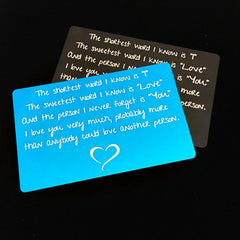 Metal Wallet Card 'I Love You' for Couples