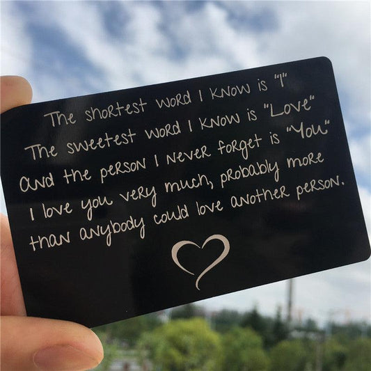 Metal Wallet Card 'I Love You' for Couples
