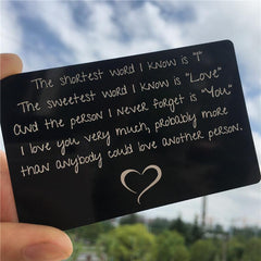 Metal Wallet Card 'I Love You' for Couples