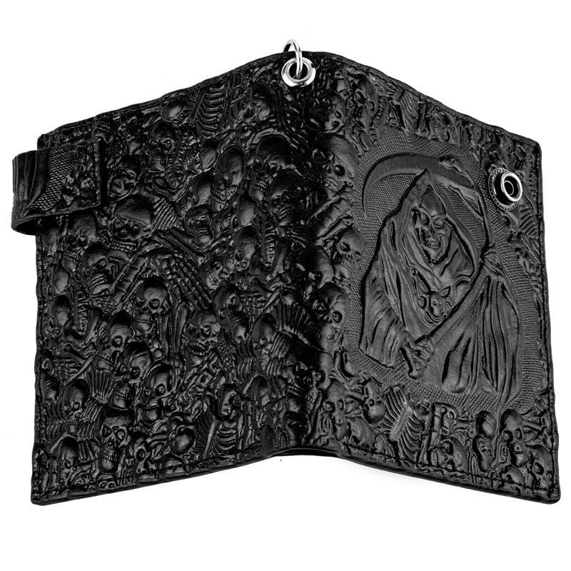 Men's Demon Skull Wallet Punk Rock Short Wallet With Chain