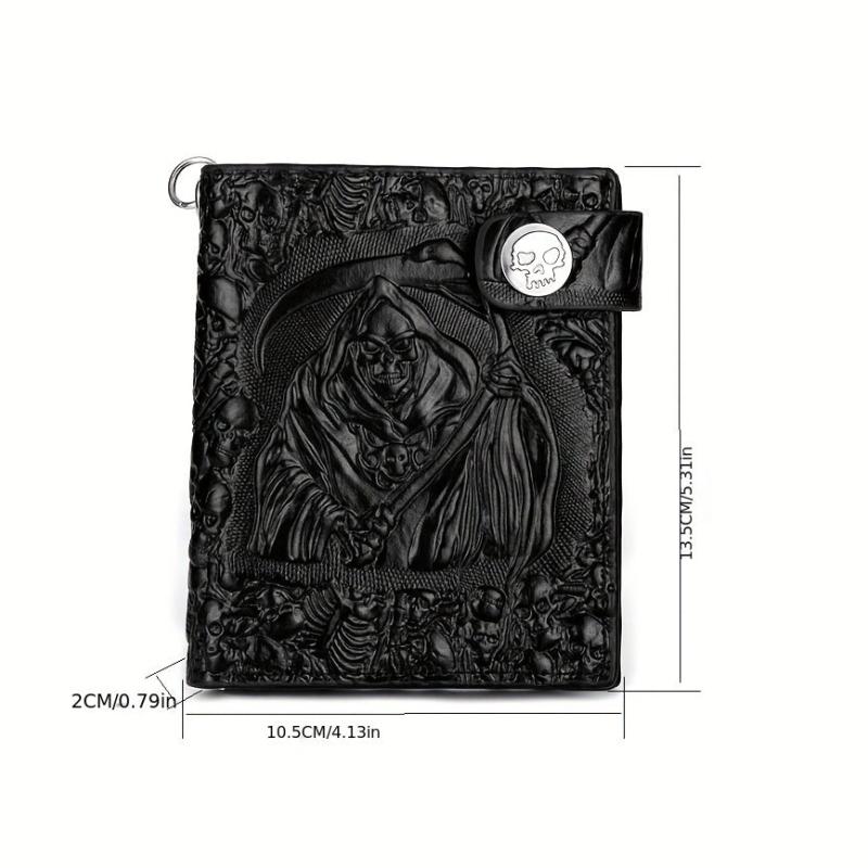 Men's Demon Skull Wallet Punk Rock Short Wallet With Chain
