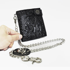 Men's Demon Skull Wallet Punk Rock Short Wallet With Chain