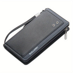 Men's Short Buckle RFID Wallet Vertical Coin Purse Long Money Clip