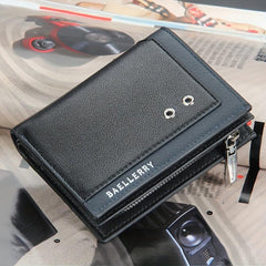Men's Short Buckle RFID Wallet Vertical Coin Purse Long Money Clip