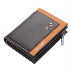 Men's Short Buckle RFID Wallet Vertical Coin Purse Long Money Clip