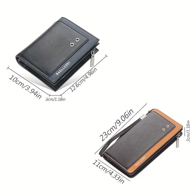Men's Short Buckle RFID Wallet Vertical Coin Purse Long Money Clip