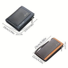 Men's Short Buckle RFID Wallet Vertical Coin Purse Long Money Clip