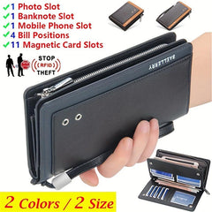 Men's Short Buckle RFID Wallet Vertical Coin Purse Long Money Clip