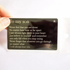 To My Son Metal Lettering Wallet Insert Card Birthday Gift