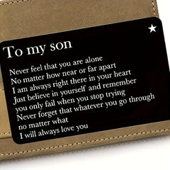 To My Son Metal Lettering Wallet Insert Card Birthday Gift