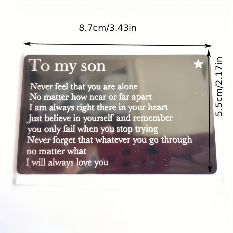 To My Son Metal Lettering Wallet Insert Card Birthday Gift