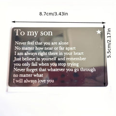 To My Son Metal Lettering Wallet Insert Card Birthday Gift