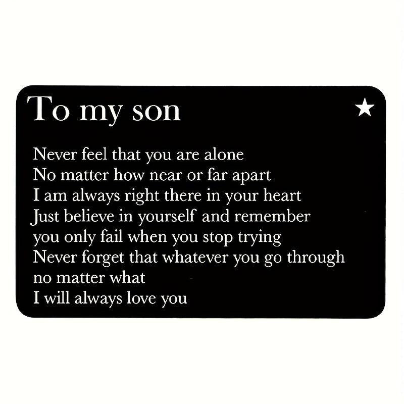 To My Son Metal Lettering Wallet Insert Card Birthday Gift