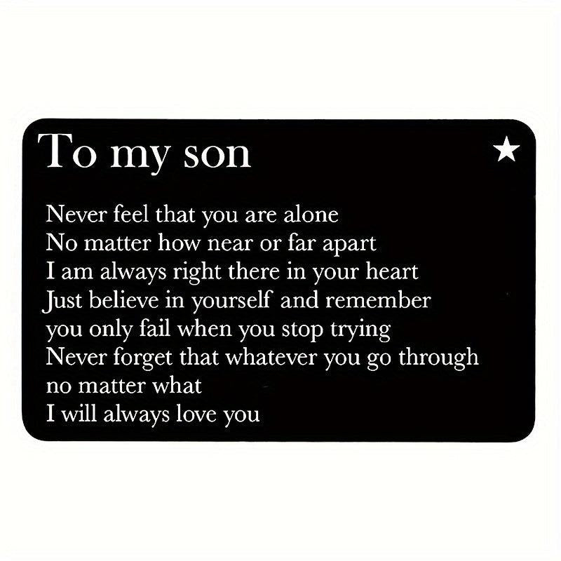 To My Son Metal Lettering Wallet Insert Card Birthday Gift