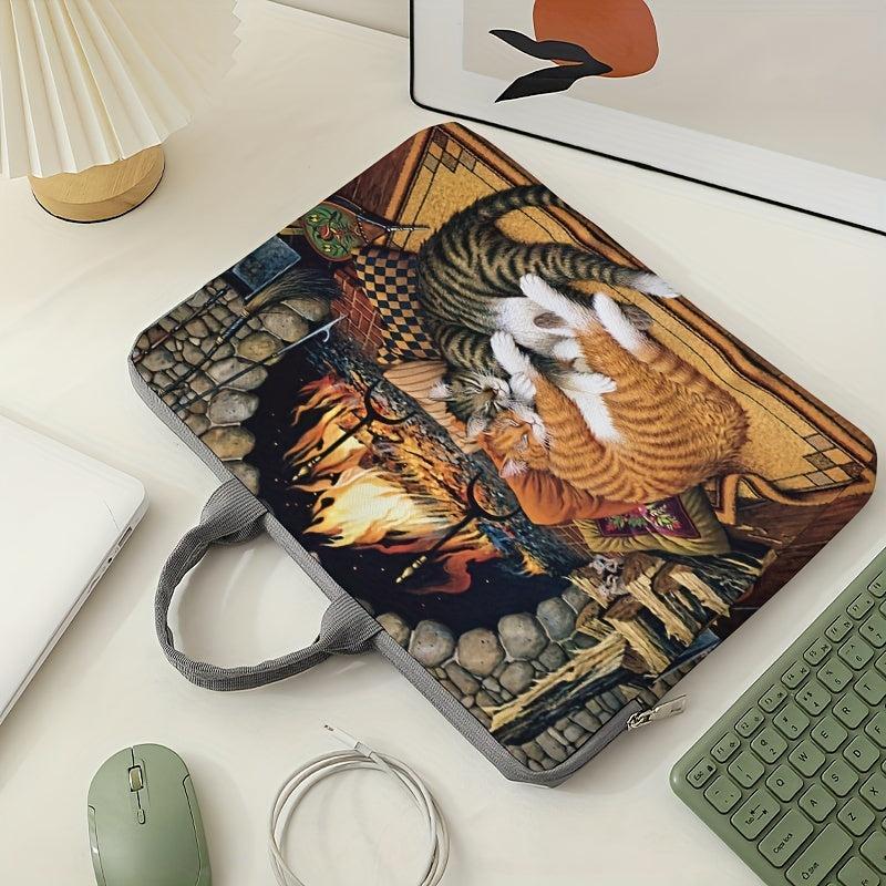 2 Kittens Fireplace Laptop Protective Cover 38.1cm Soft Case Sleeve Tablet Set