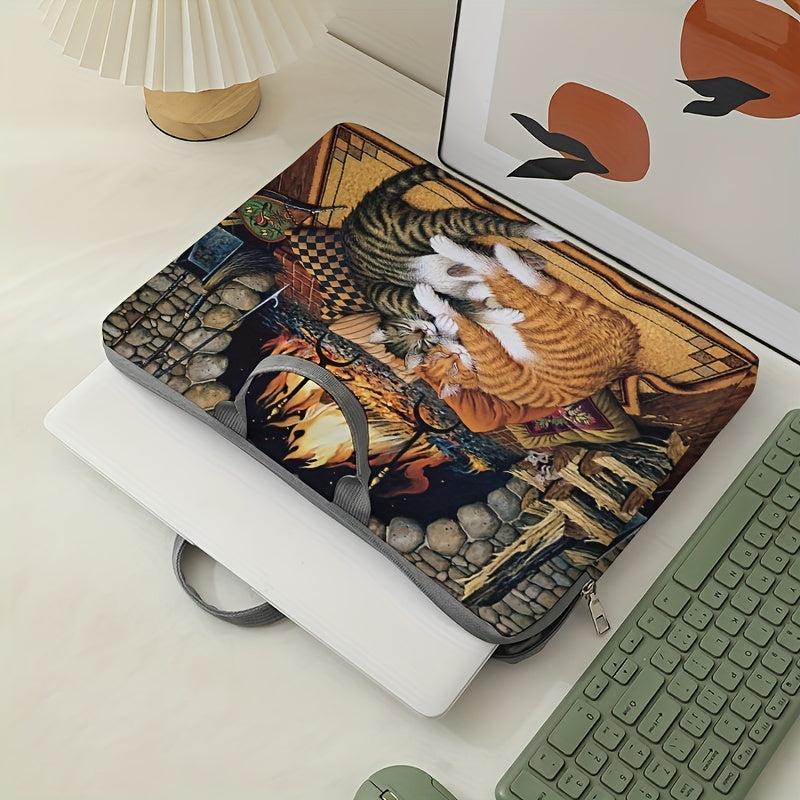 2 Kittens Fireplace Laptop Protective Cover 38.1cm Soft Case Sleeve Tablet Set