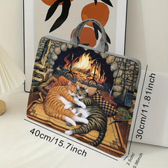 2 Kittens Fireplace Laptop Protective Cover 38.1cm Soft Case Sleeve Tablet Set