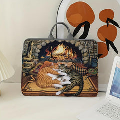 2 Kittens Fireplace Laptop Protective Cover 38.1cm Soft Case Sleeve Tablet Set