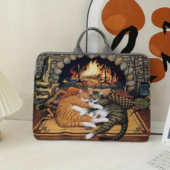 2 Kittens Fireplace Laptop Protective Cover 38.1cm Soft Case Sleeve Tablet Set