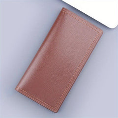 Brown Business Card Holder Men PU Leather Wallet 12 Slots 2 Note Positions