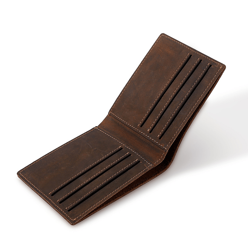 Short Cow Leather Men's Wallet First Layer Cowhide Clip