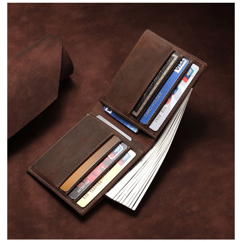 Short Cow Leather Men's Wallet First Layer Cowhide Clip