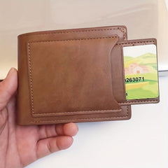 Men's PU Leather 3-Fold Wallet with Card Slots Coin Purse