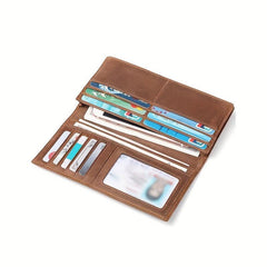 RFID Blocking Men's Leather Wallet Credit Card Holder Long Wallet