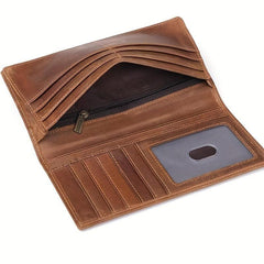 RFID Blocking Men's Leather Wallet Credit Card Holder Long Wallet