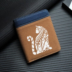 Vintage Cat Print Men's Cropped Canvas Wallet