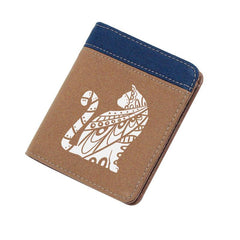 Vintage Cat Print Men's Cropped Canvas Wallet