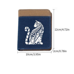 Vintage Cat Print Men's Cropped Canvas Wallet