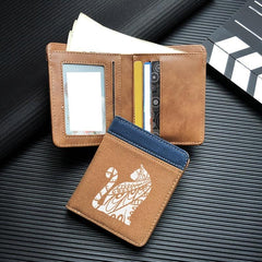 Vintage Cat Print Men's Cropped Canvas Wallet