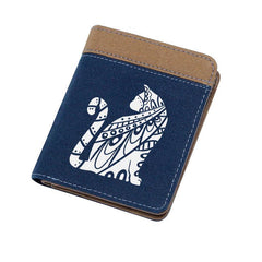 Vintage Cat Print Men's Cropped Canvas Wallet