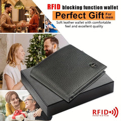 Men's RFID Anti-theft Wallet Short Money Clip Vintage Leather Card Holder