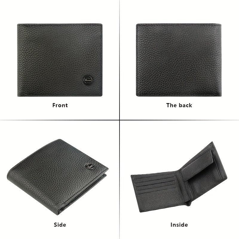 Men's RFID Anti-theft Wallet Short Money Clip Vintage Leather Card Holder