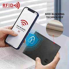 Men's RFID Anti-theft Wallet Short Money Clip Vintage Leather Card Holder
