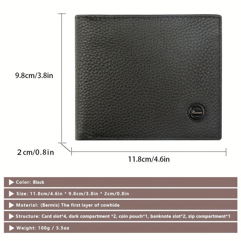 Men's RFID Anti-theft Wallet Short Money Clip Vintage Leather Card Holder