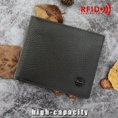 Men's RFID Anti-theft Wallet Short Money Clip Vintage Leather Card Holder