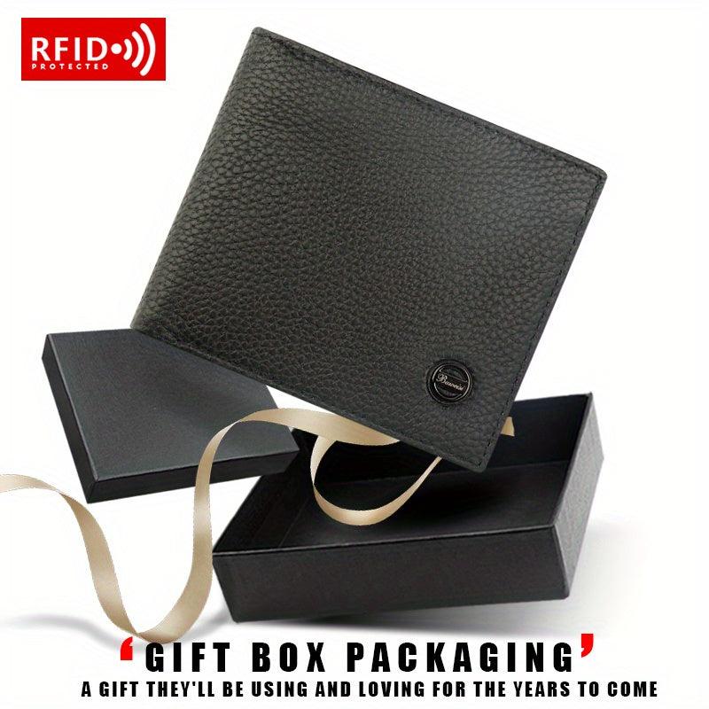 Men's RFID Anti-theft Wallet Short Money Clip Vintage Leather Card Holder