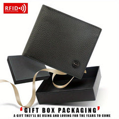 Men's RFID Anti-theft Wallet Short Money Clip Vintage Leather Card Holder